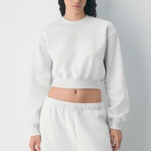 Aritzia Cozy White Sweatfleece Top